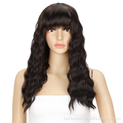 The princess ombre color Cake curly hair water wave With Bang 18inches soft natural synthetic braiding hair wigs for black woman